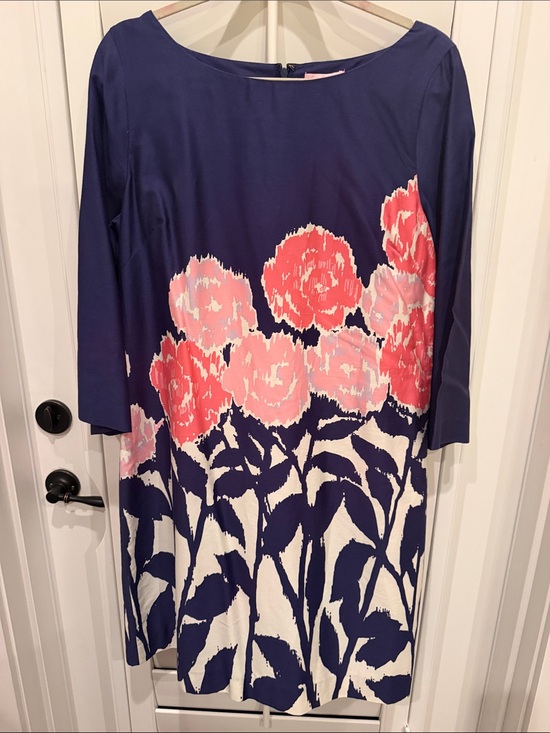Lilly Pulitzer Dresses & Skirts - Lilly Pulitzer Navy Dress with Pink Floral Border